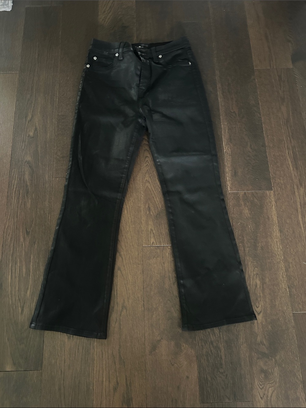 7 For All Mankind Black Flared Wide-Leg Jeans